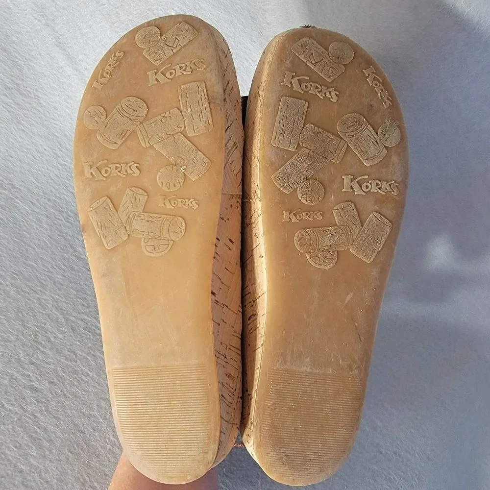 Korks‎ Kork Ease Sherlyn Wedge Sandals 40.5 US 9 Gold Leather Platform Strap